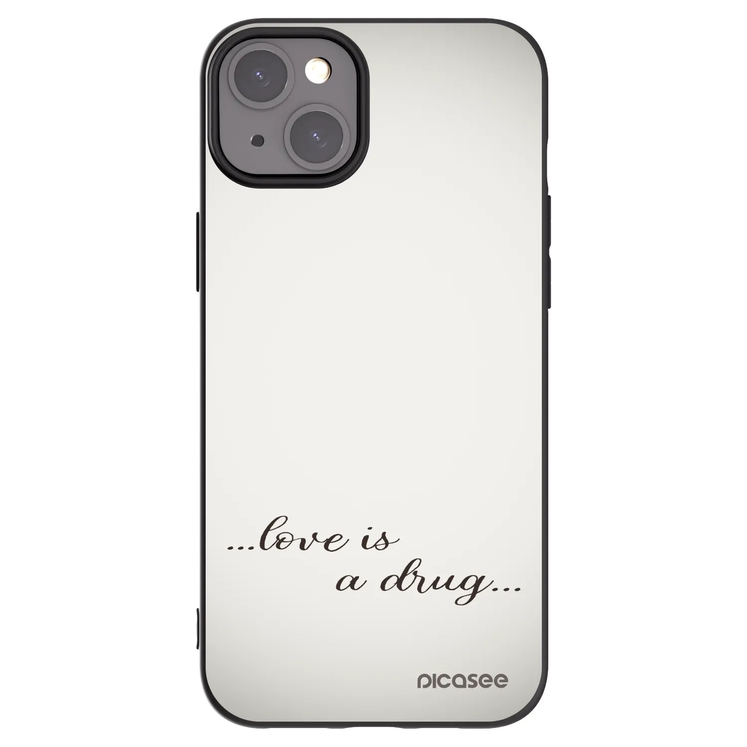 Silikónový čierny obal pre Apple iPhone 15 Plus - Love is a drug