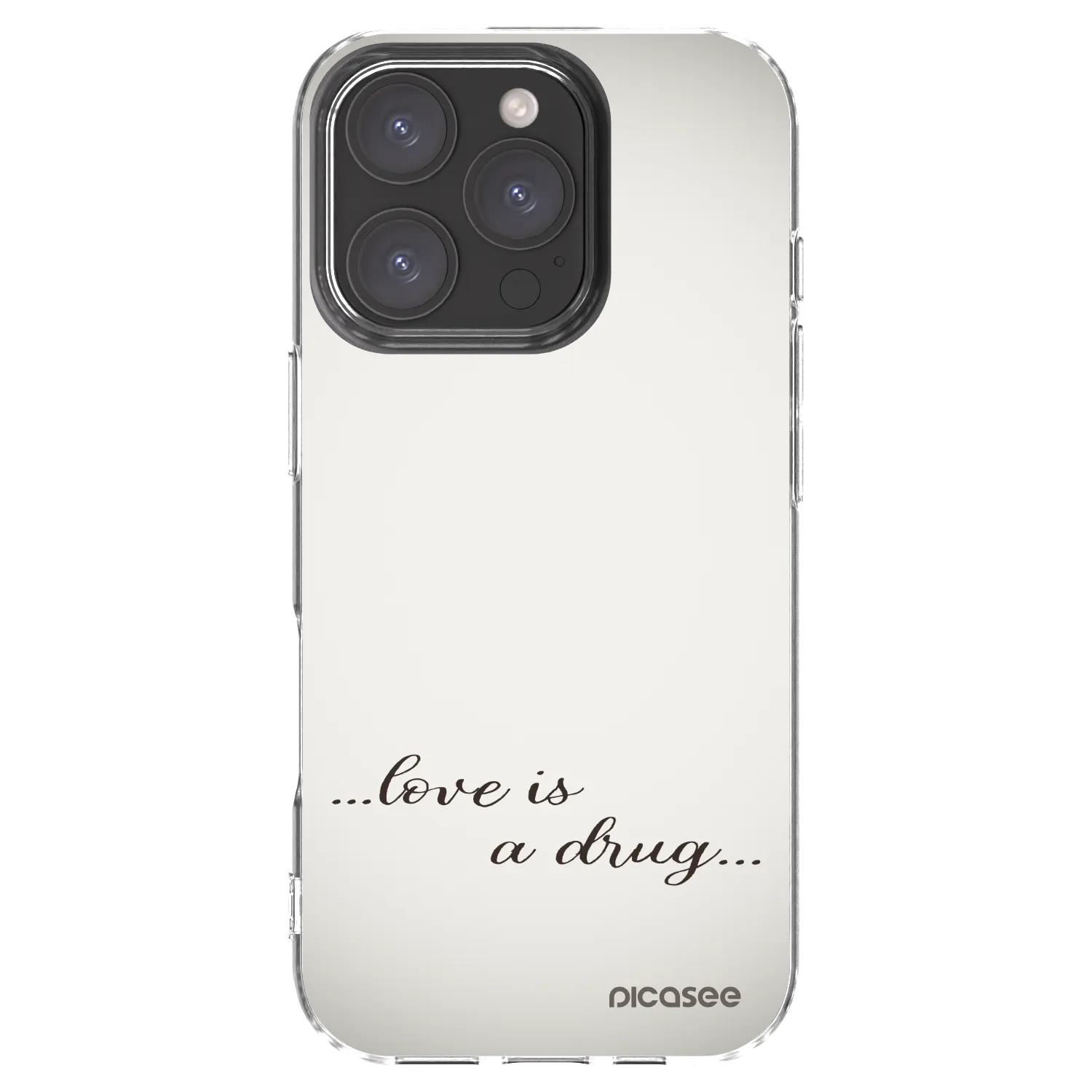 Silikónový prehľadný obal pre Apple iPhone 16 Pro - Love is a drug