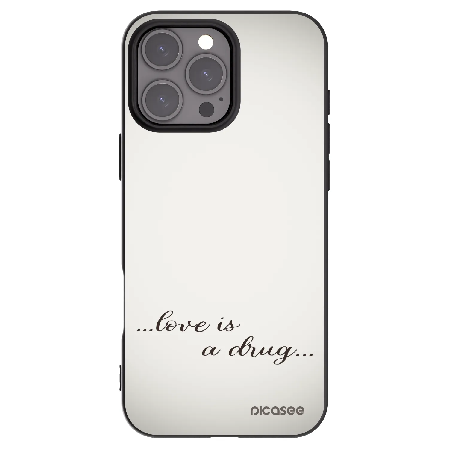 Silikónový čierny obal pre Apple iPhone 16 Pro Max - Love is a drug
