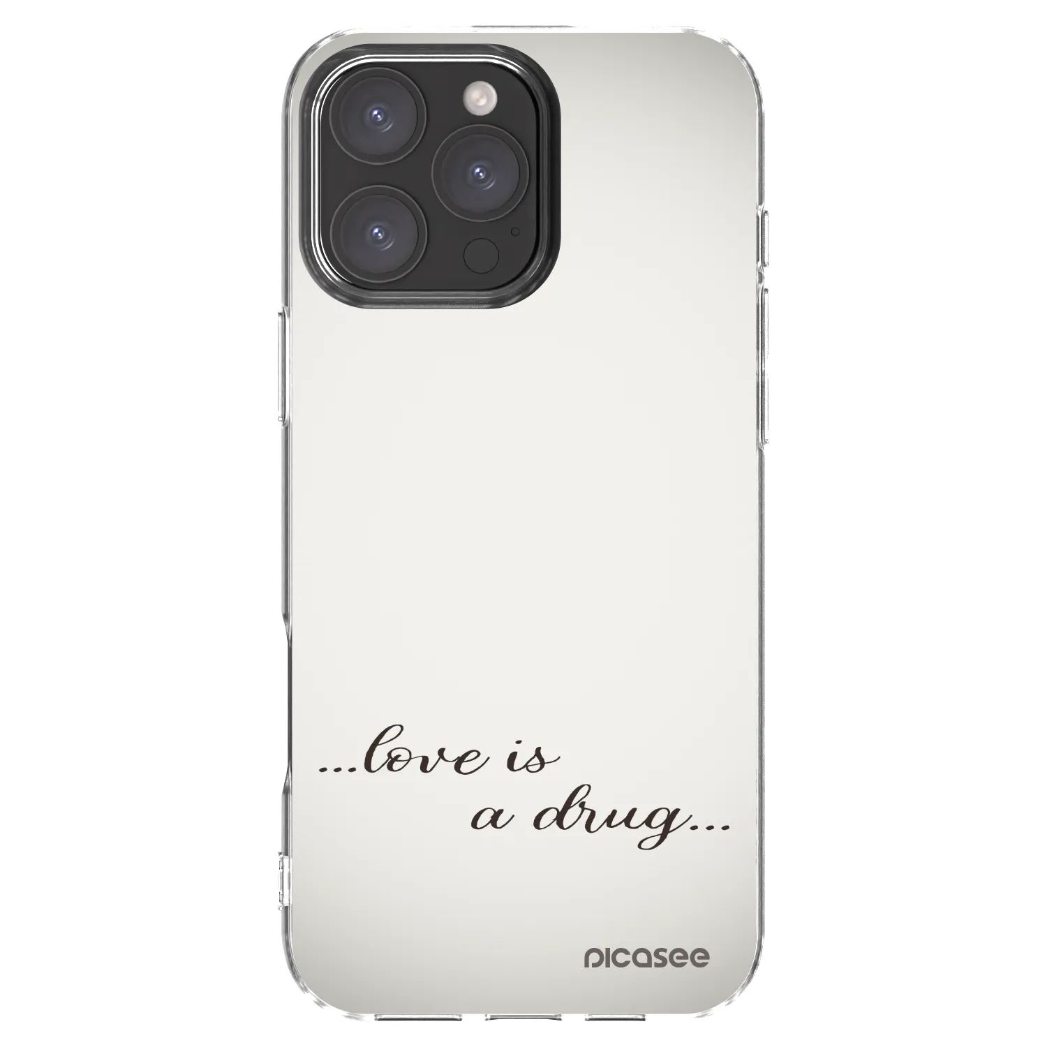 Silikónový prehľadný obal pre Apple iPhone 16 Pro Max - Love is a drug