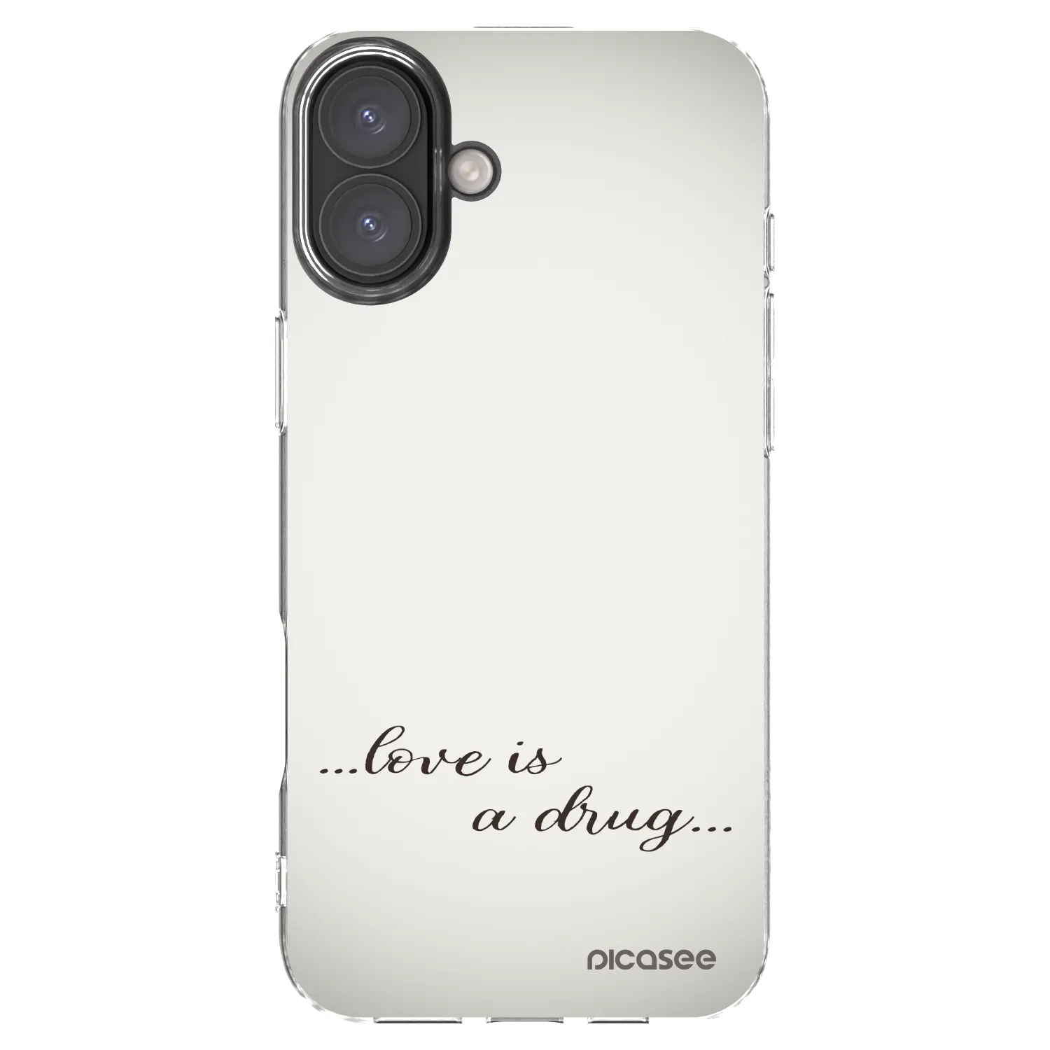 Picasee silikónový prehľadný obal pre Apple iPhone 16 Plus - Love is a drug