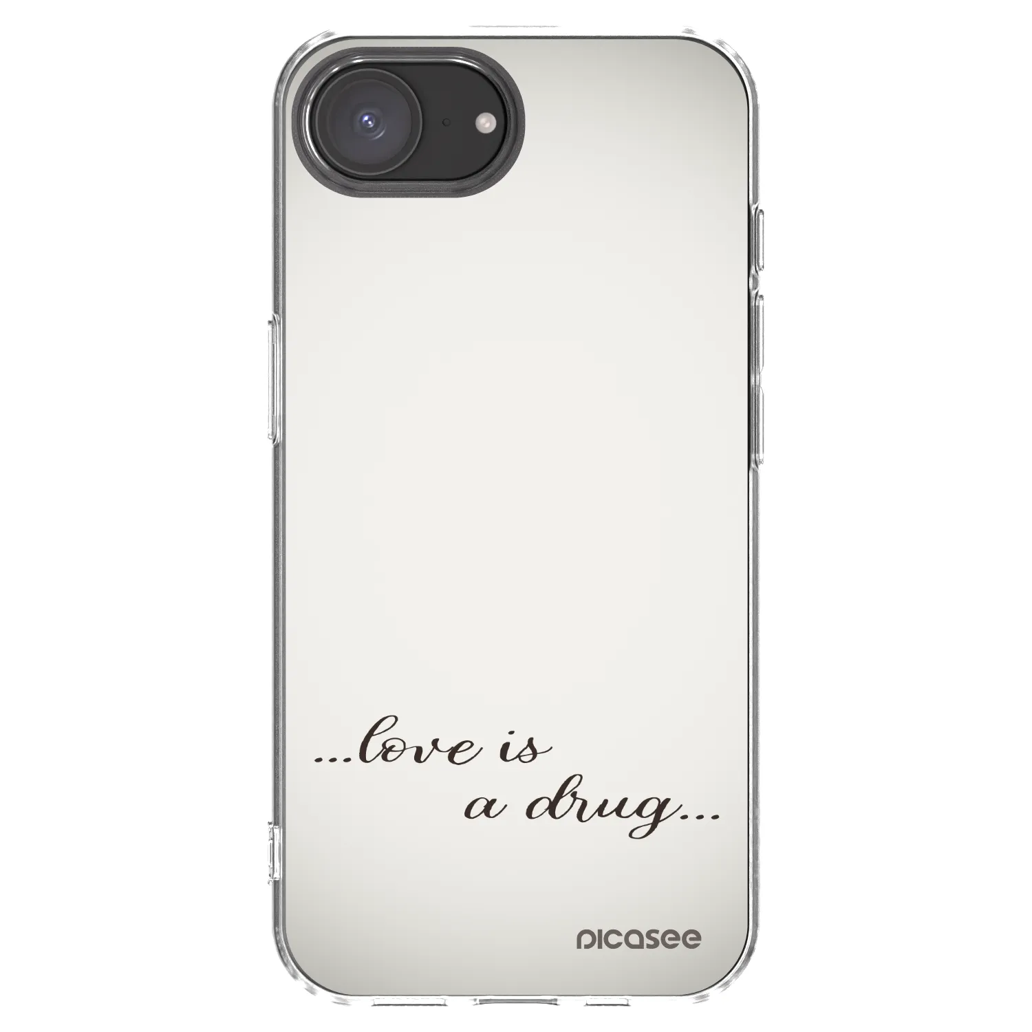Picasee silikónový prehľadný obal pre Apple iPhone 16e - Love is a drug