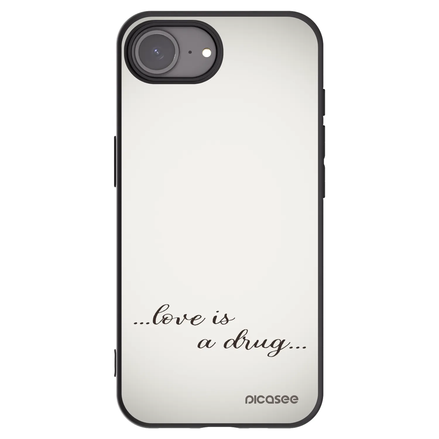Picasee silikónový čierny obal pre Apple iPhone 16e - Love is a drug