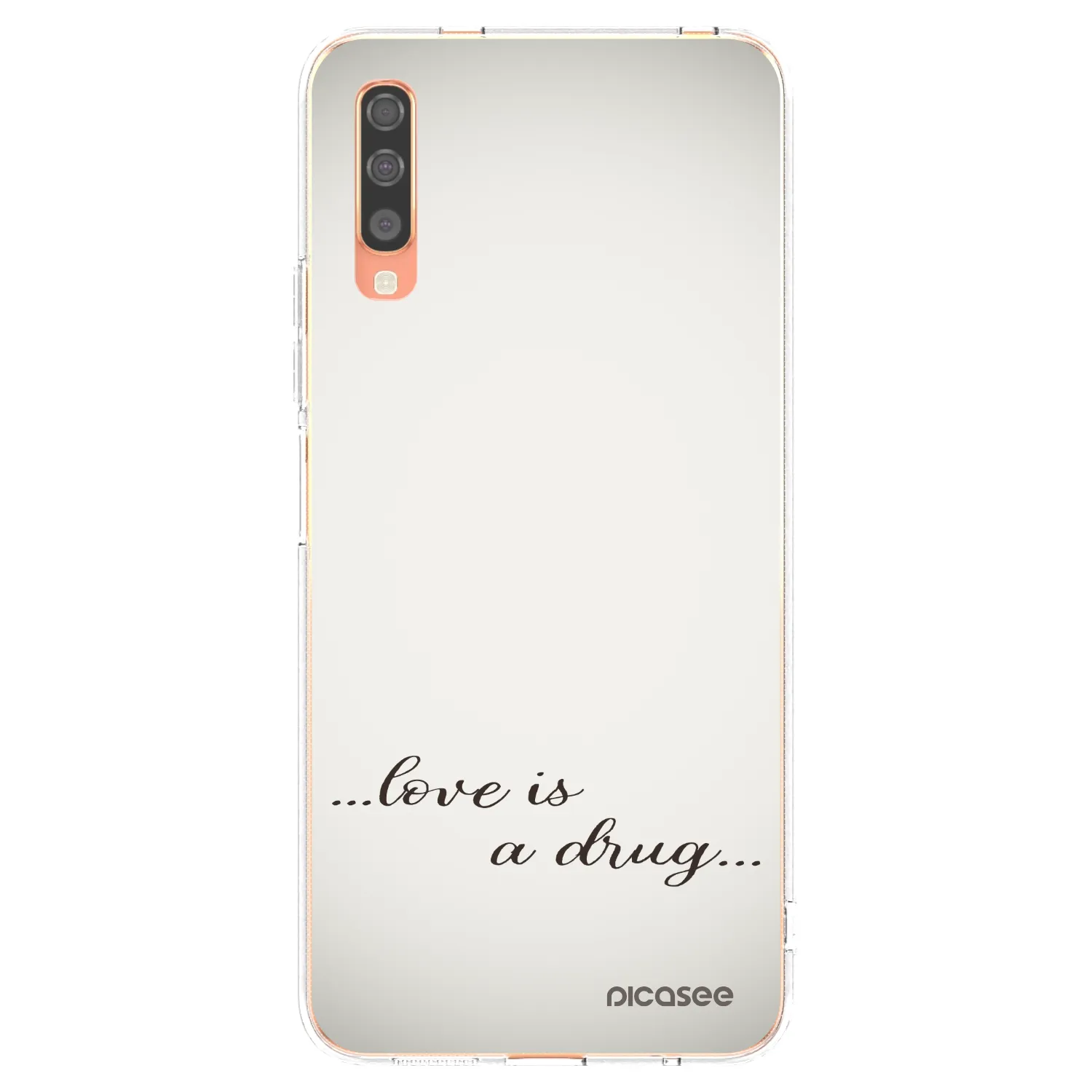 Picasee silikónový prehľadný obal pre Samsung Galaxy A70 A705F - Love is a drug