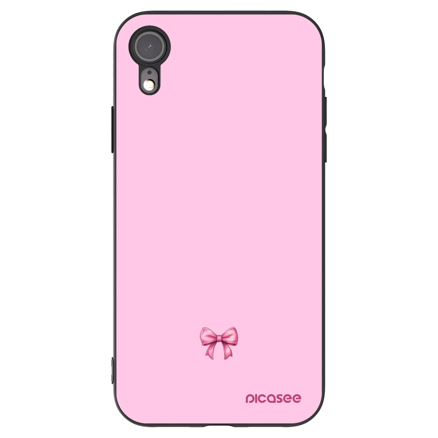 Silikónový čierny obal pre Apple iPhone XR - Blush bow