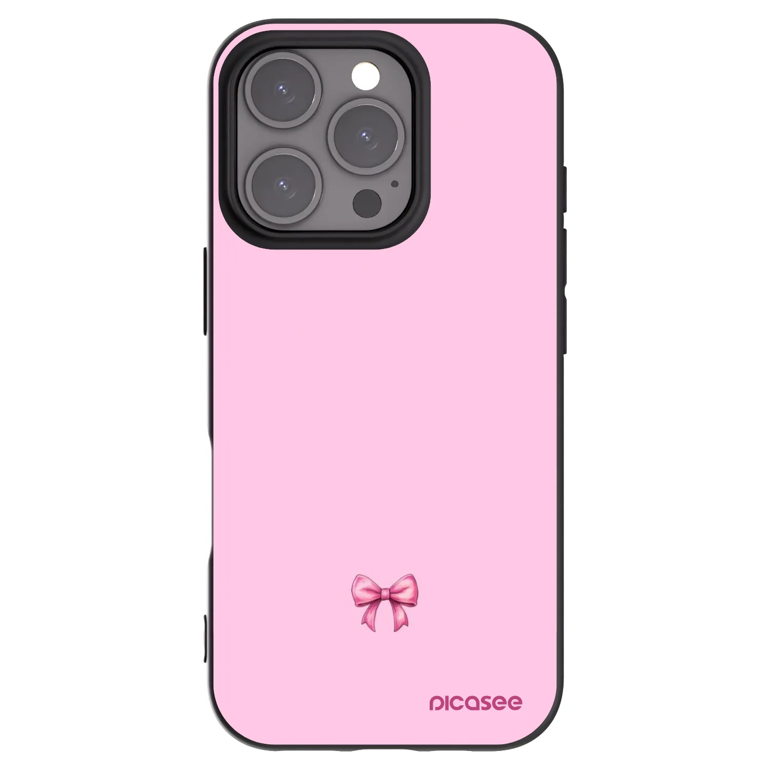 Silikónový čierny obal pre Apple iPhone 16 Pro - Blush bow