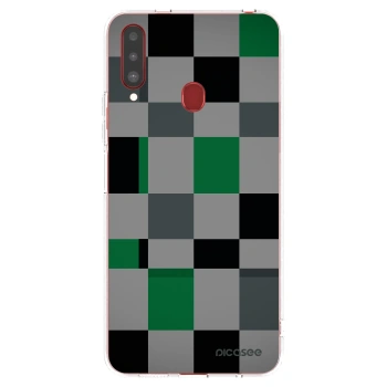 Picasee silikónový prehľadný obal pre Samsung Galaxy A20s - Block Grid