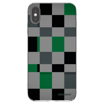 Picasee silikónový prehľadný obal pre Apple iPhone XS Max - Block Grid