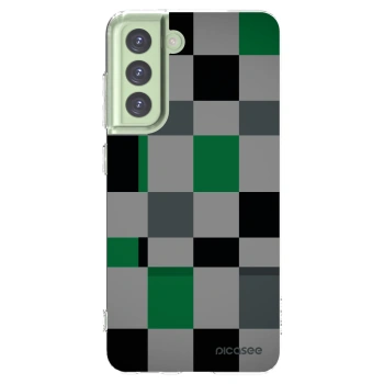 Picasee silikónový prehľadný obal pre Samsung Galaxy S21 FE 5G - Block Grid
