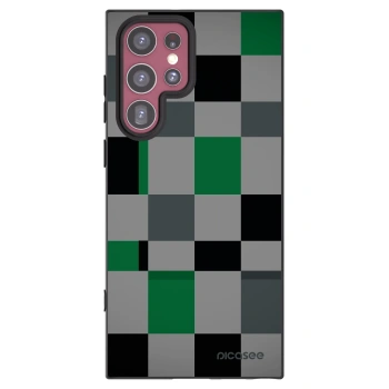 Picasee silikónový čierny obal pre Samsung Galaxy S22 Ultra 5G - Block Grid