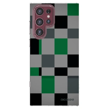 Picasee silikónový prehľadný obal pre Samsung Galaxy S22 Ultra 5G - Block Grid