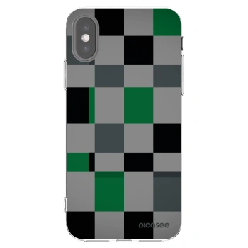 Picasee silikónový prehľadný obal pre Apple iPhone X/XS - Block Grid