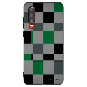 Picasee silikónový čierny obal pre Huawei P30 - Block Grid