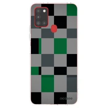 Picasee silikónový prehľadný obal pre Samsung Galaxy A21s - Block Grid