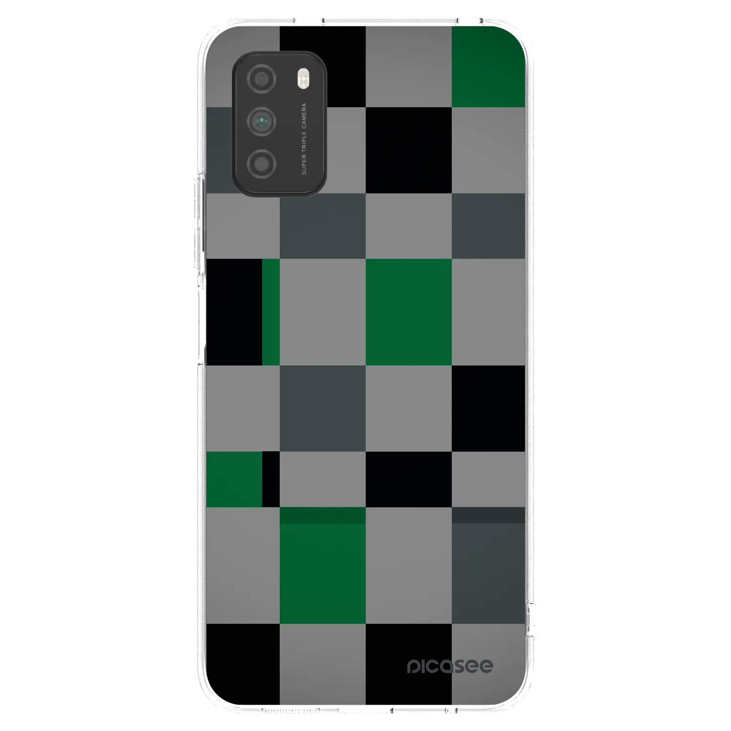 Silikónový prehľadný obal pre Xiaomi Poco M3 - Block Grid