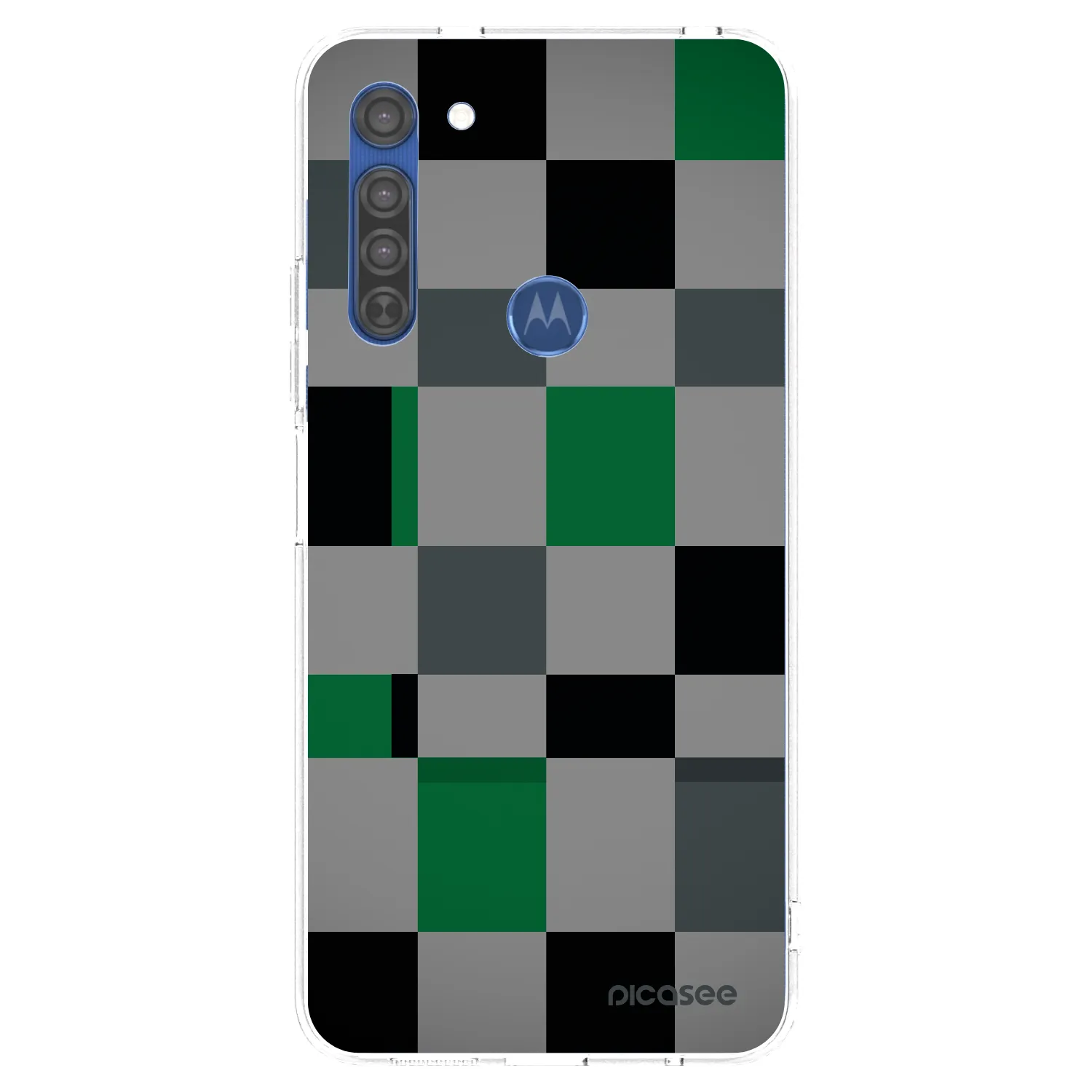 Picasee silikónový prehľadný obal pre Motorola Moto G8 - Block Grid
