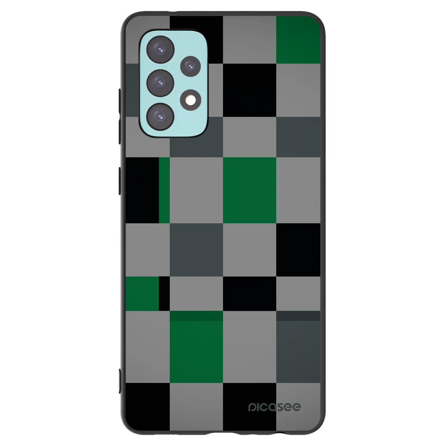 Picasee silikónový čierny obal pre Samsung Galaxy A72 A725F - Block Grid