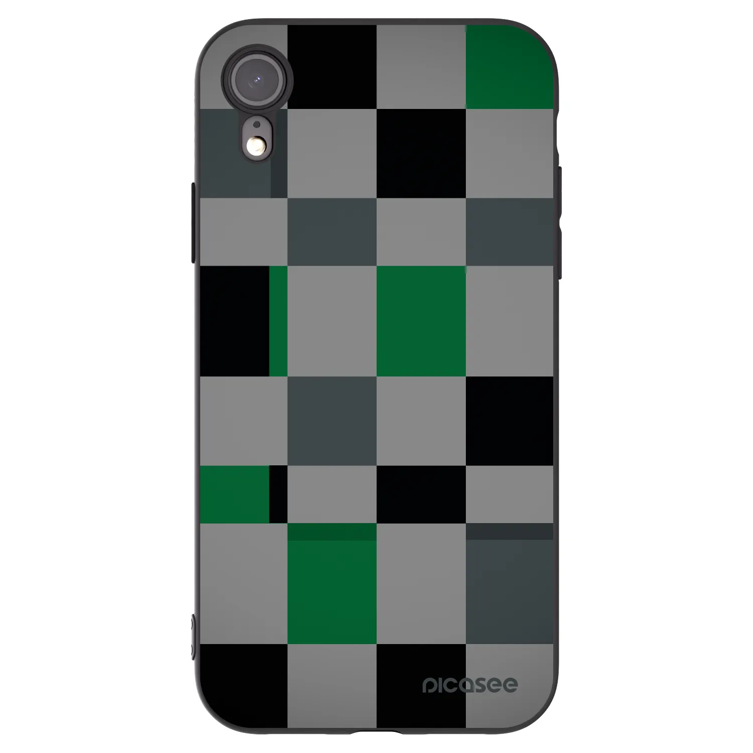 Picasee silikónový čierny obal pre Apple iPhone XR - Block Grid