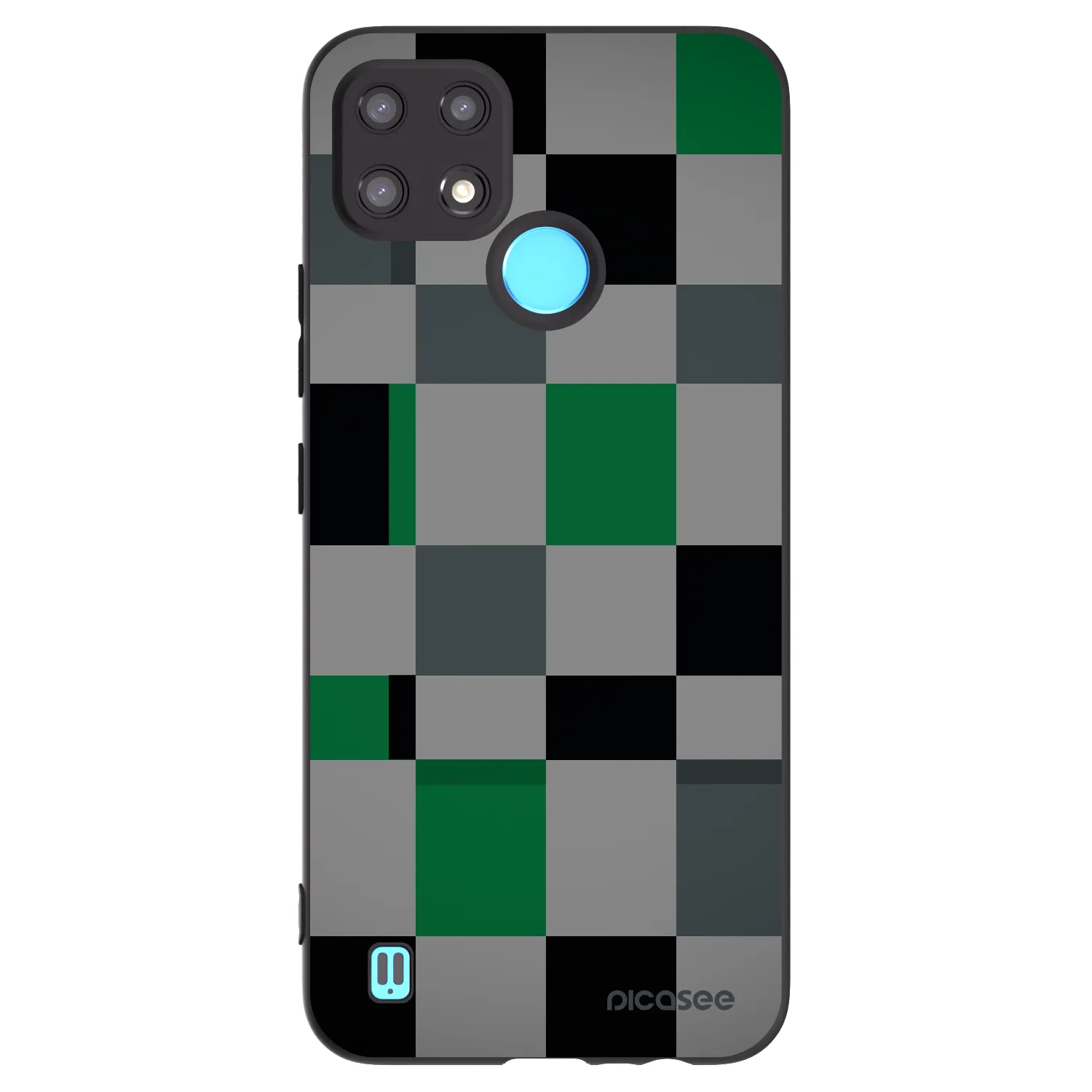Picasee silikónový čierny obal pre Realme C21 - Block Grid