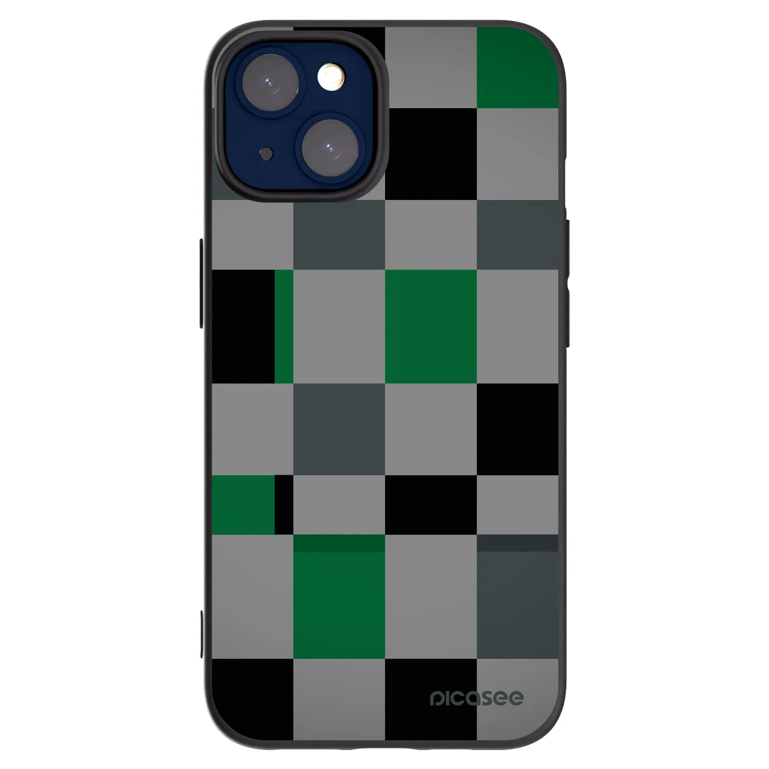 Silikónový čierny obal pre Apple iPhone 14 - Block Grid