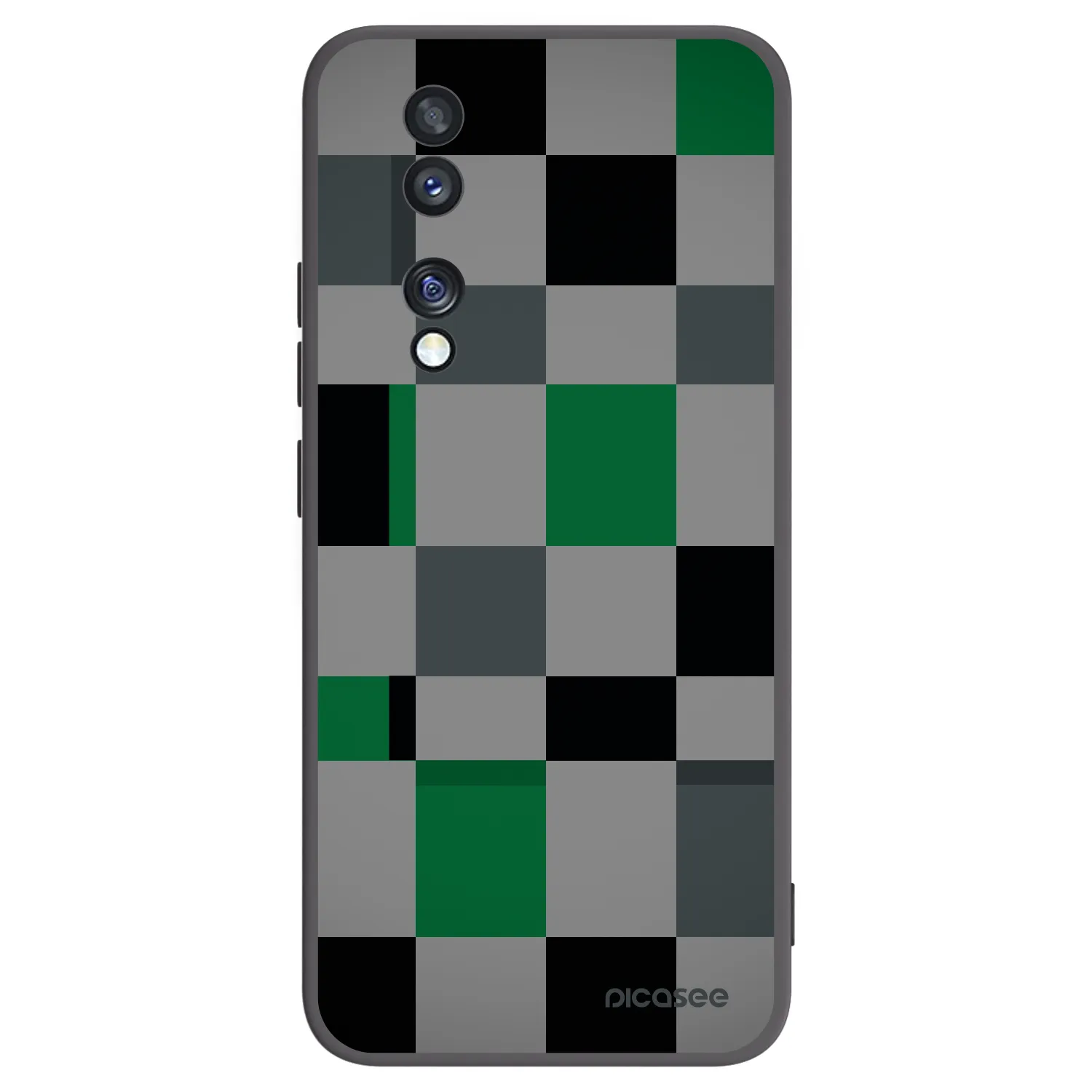 Picasee silikónový čierny obal pre Honor 70 - Block Grid