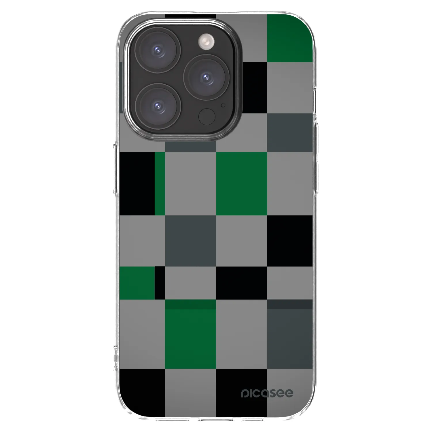 Silikónový prehľadný obal pre Apple iPhone 15 Pro - Block Grid
