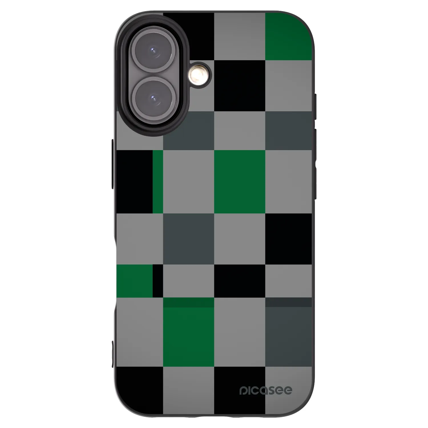 Picasee silikónový čierny obal pre Apple iPhone 16 - Block Grid