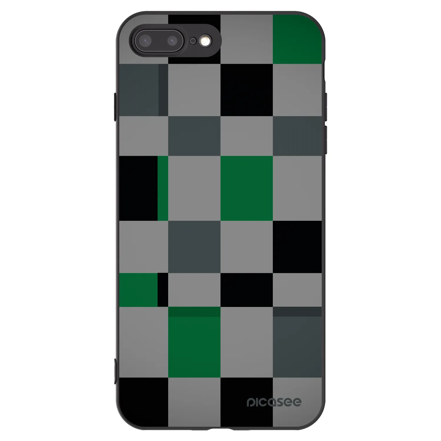 Picasee silikónový čierny obal pre Apple iPhone 7 Plus - Block Grid