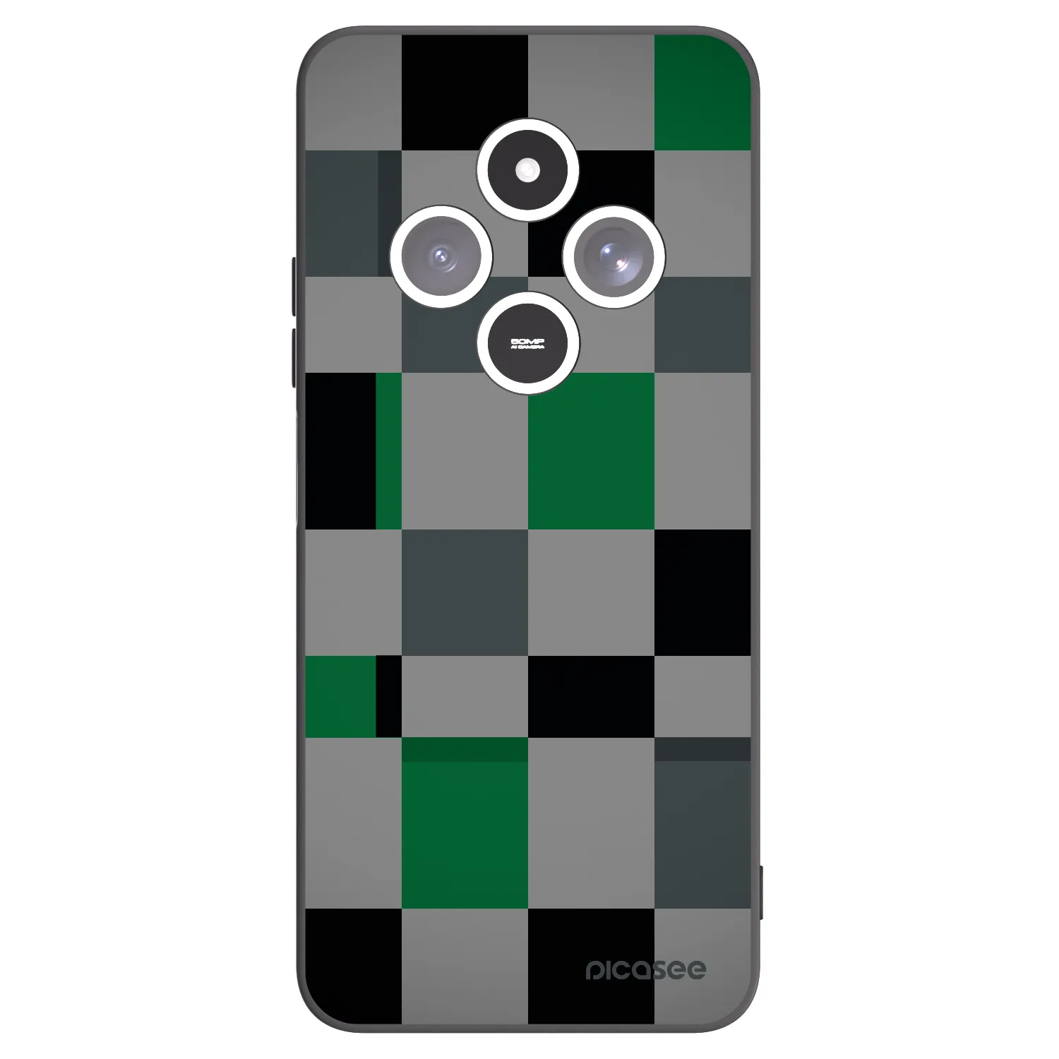 Picasee silikónový čierny obal pre Xiaomi Redmi 14C - Block Grid