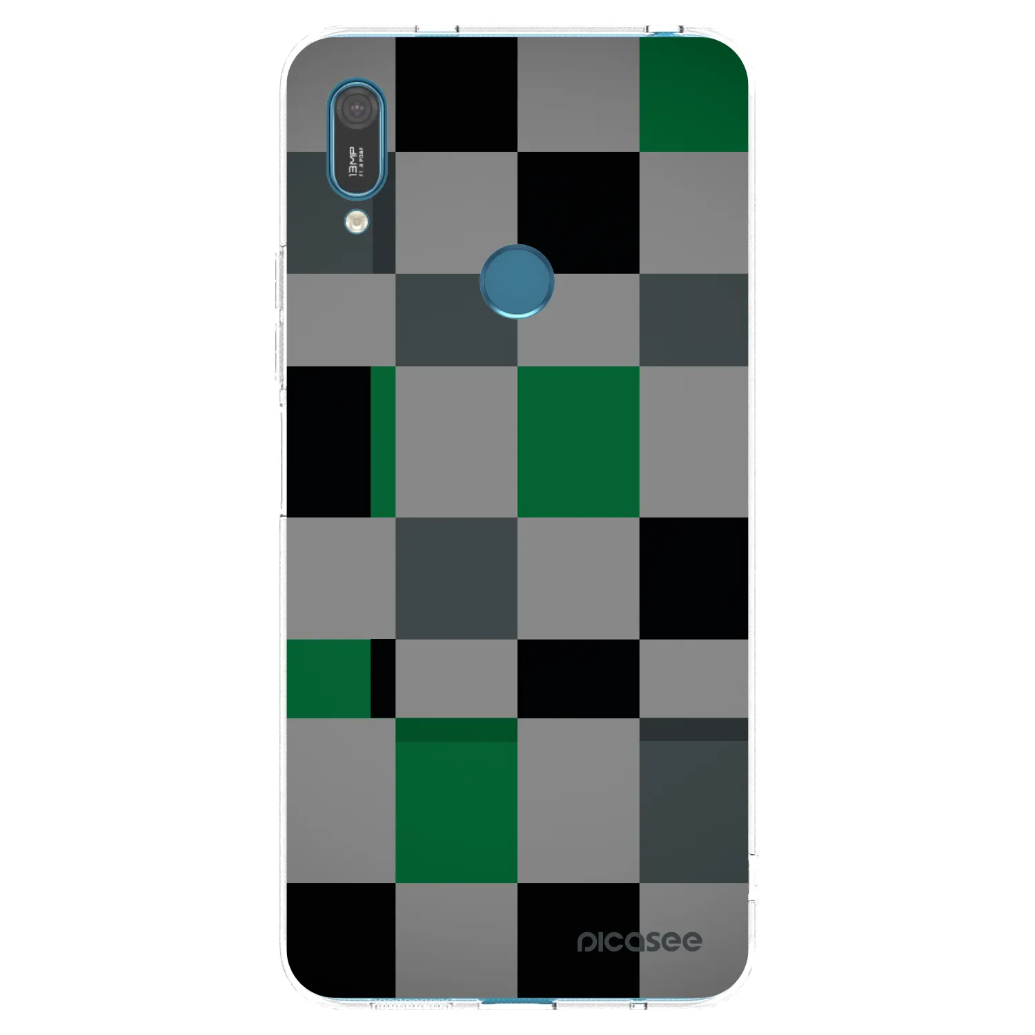 Picasee silikónový prehľadný obal pre Huawei Y7 2019 - Block Grid