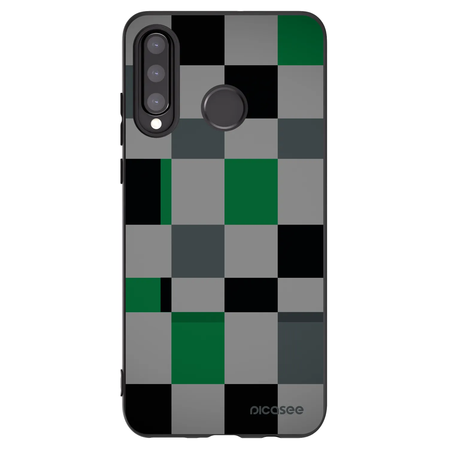 Picasee silikónový čierny obal pre Huawei P30 Lite - Block Grid