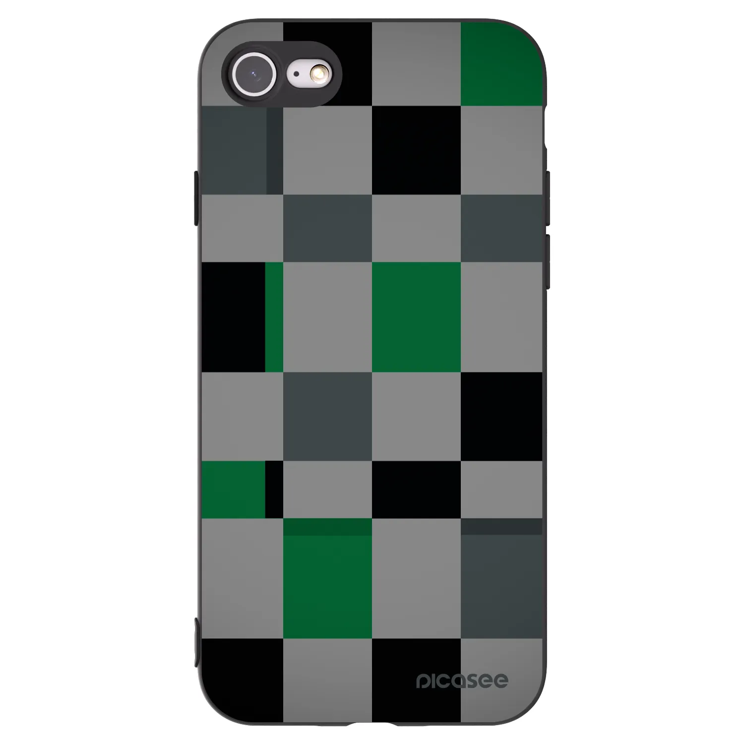 Picasee silikónový čierny obal pre Apple iPhone SE 2020 - Block Grid