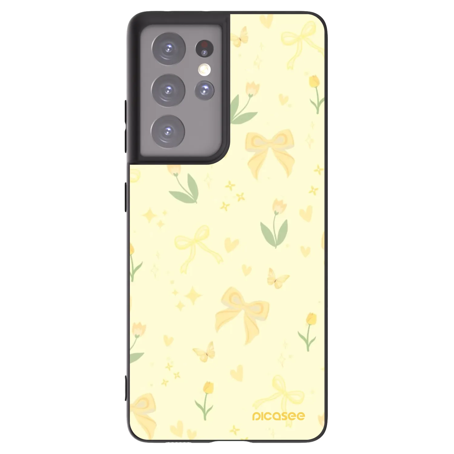 Picasee silikónový čierny obal pre Samsung Galaxy S21 Ultra 5G G998B - Honey Blossom