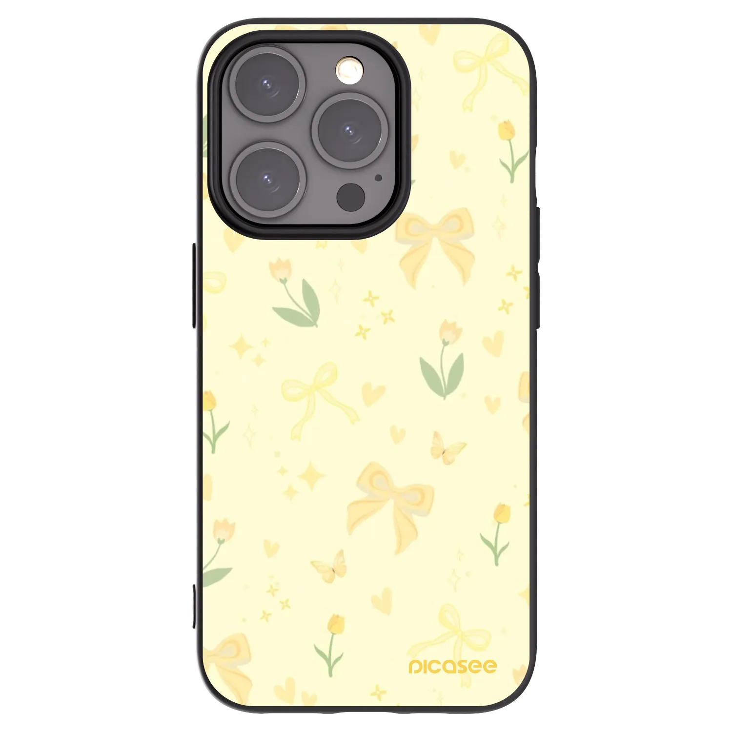 Silikónový čierny obal pre Apple iPhone 15 Pro - Honey Blossom