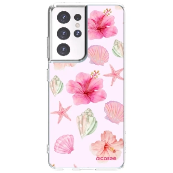 Picasee silikónový prehľadný obal pre Samsung Galaxy S21 Ultra 5G G998B - Blush Lagoon