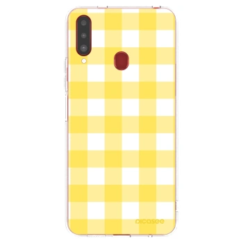 Picasee silikónový prehľadný obal pre Samsung Galaxy A20s - Gride lemon