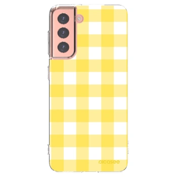 Picasee silikónový prehľadný obal pre Samsung Galaxy S21 5G G991B - Gride lemon