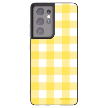 Picasee silikónový čierny obal pre Samsung Galaxy S21 Ultra 5G G998B - Gride lemon