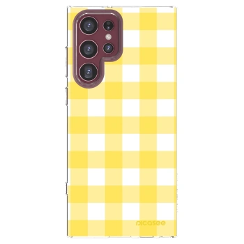 Picasee silikónový prehľadný obal pre Samsung Galaxy S22 Ultra 5G - Gride lemon