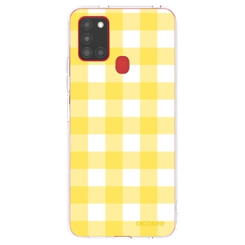 Picasee silikónový prehľadný obal pre Samsung Galaxy A21s - Gride lemon