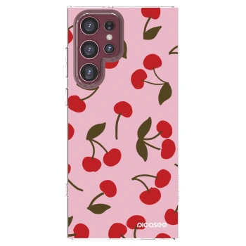 Picasee silikónový prehľadný obal pre Samsung Galaxy S22 Ultra 5G - Cherry