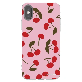 Picasee silikónový prehľadný obal pre Apple iPhone X/XS - Cherry