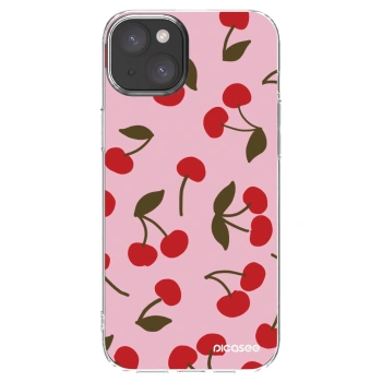 Picasee silikónový prehľadný obal pre Apple iPhone 15 Plus - Cherry