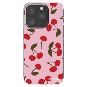 Picasee silikónový prehľadný obal pre Apple iPhone 15 Pro - Cherry