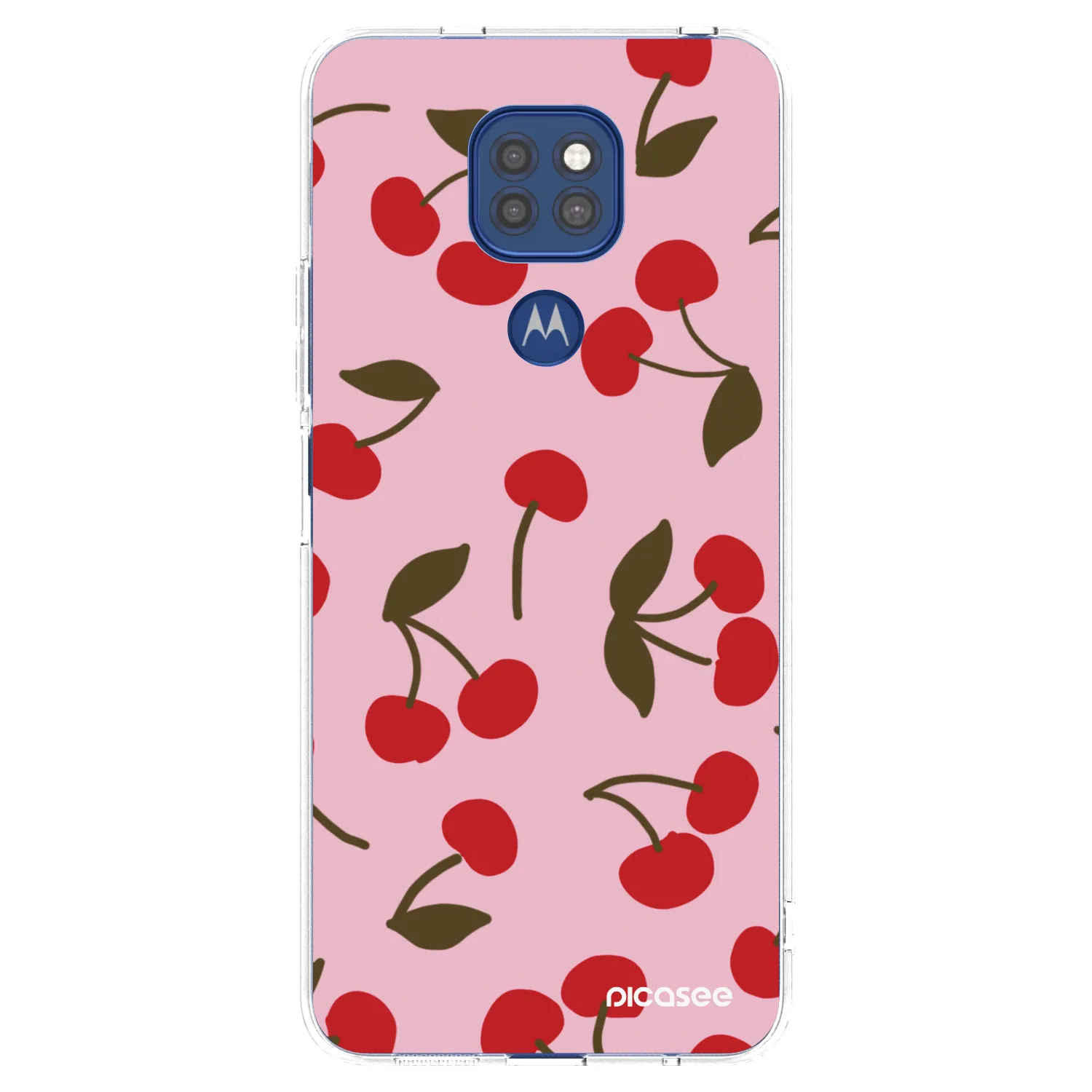 Picasee silikónový prehľadný obal pre Motorola Moto G9 Play - Cherry