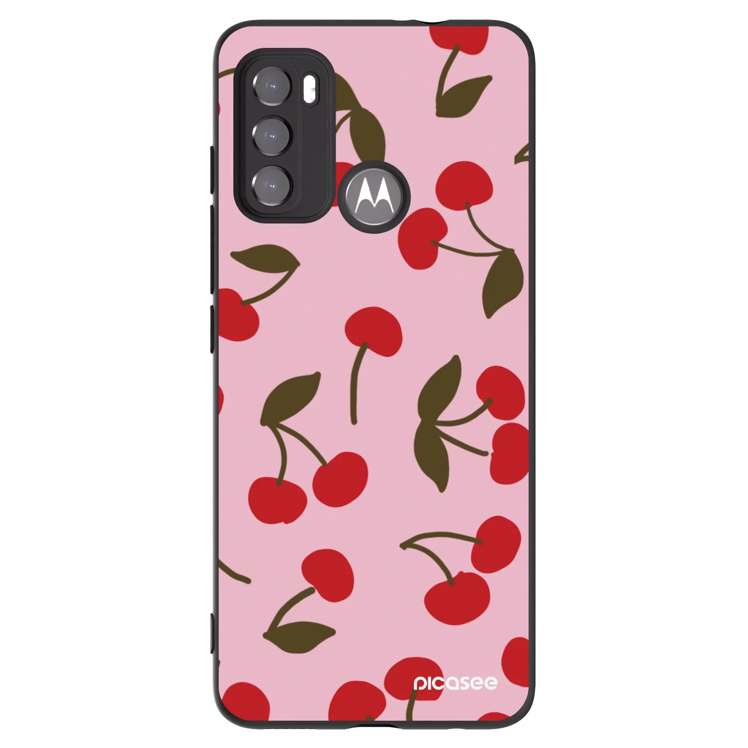 Picasee silikónový čierny obal pre Motorola Moto G60 - Cherry