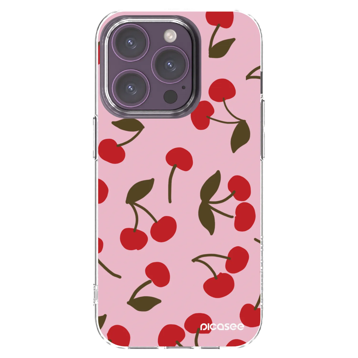 Picasee silikónový prehľadný obal pre Apple iPhone 14 Pro - Cherry