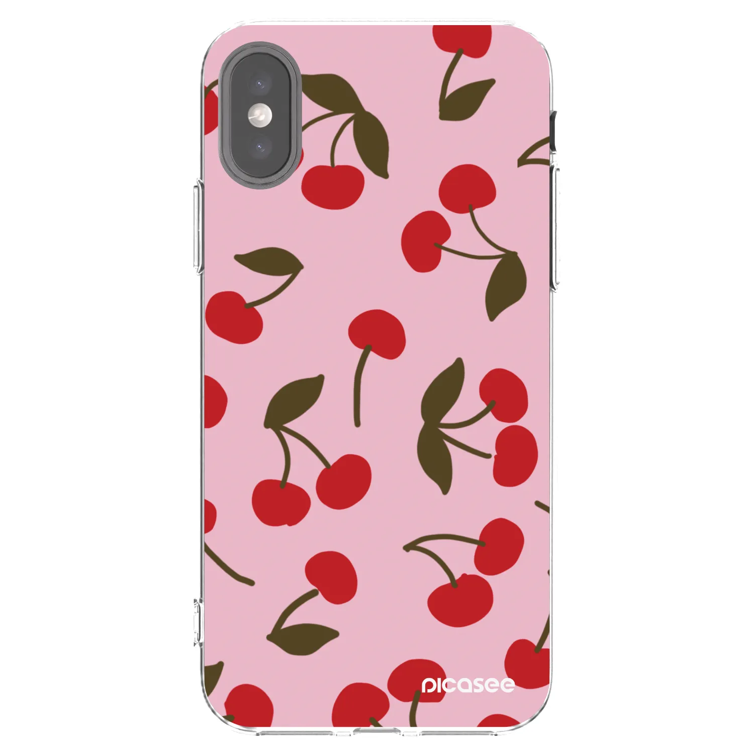 Picasee silikónový prehľadný obal pre Apple iPhone X/XS - Cherry