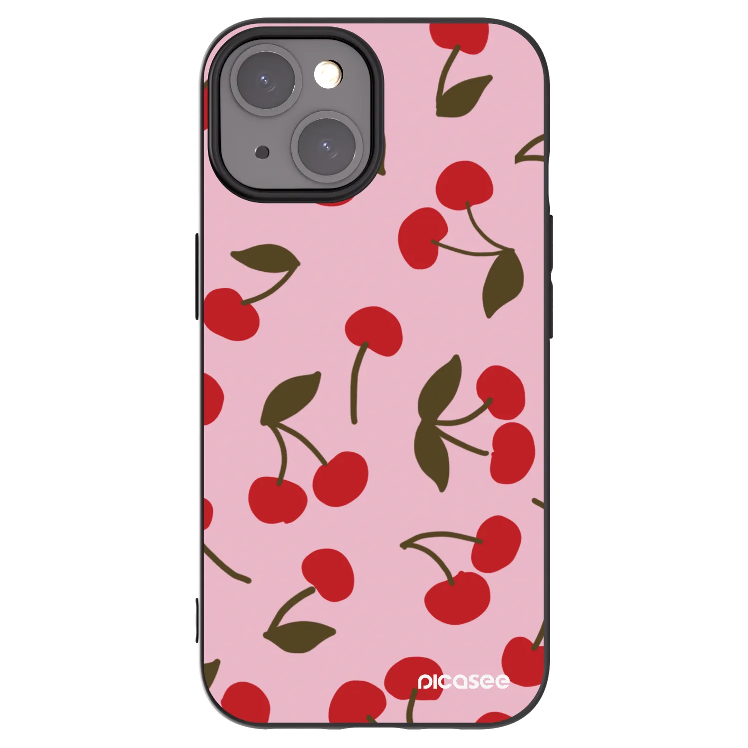 Picasee silikónový čierny obal pre Apple iPhone 15 - Cherry