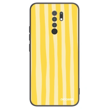 Picasee silikónový čierny obal pre Xiaomi Redmi 9 - Lines lemon